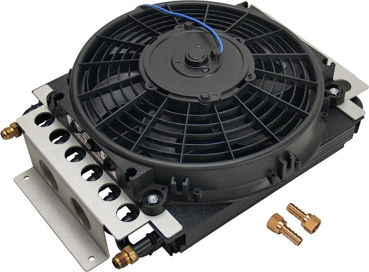 Electric fan transmission cooler